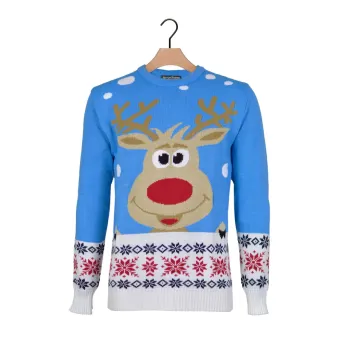 Kersttrui Rudolph Rendier Blauw